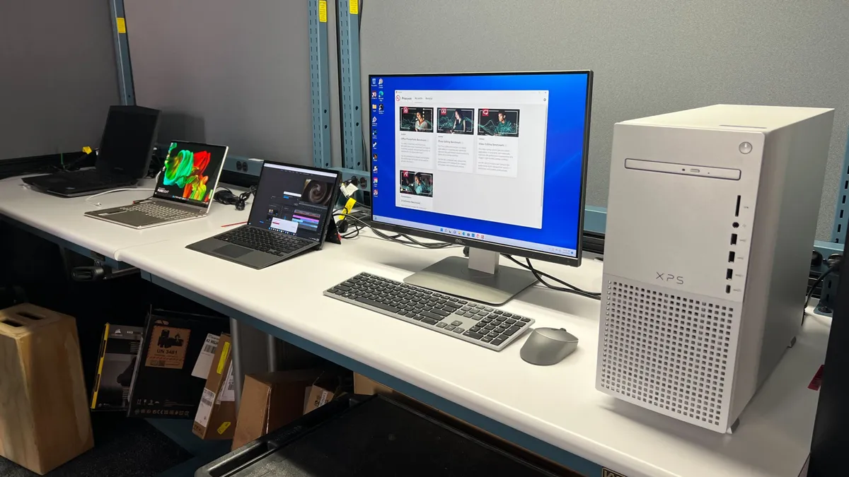 Technical support desk with computer equipment